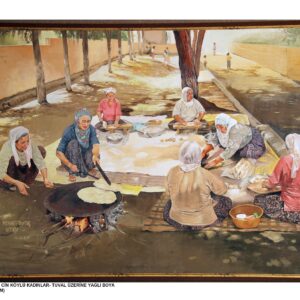 Ekmek pişiren cin köylü kadınlar