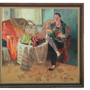 Üzümler ve Kitap okuyan kadın