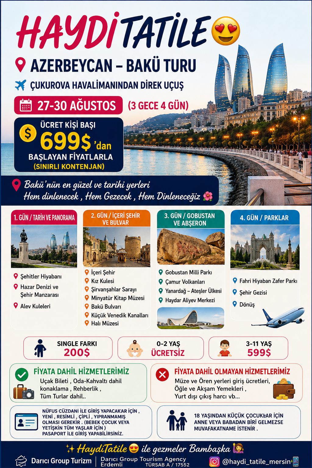 Azerbaycan Bakü Turu - 27-30 Ağustos 3 gece 4 gün tur programı