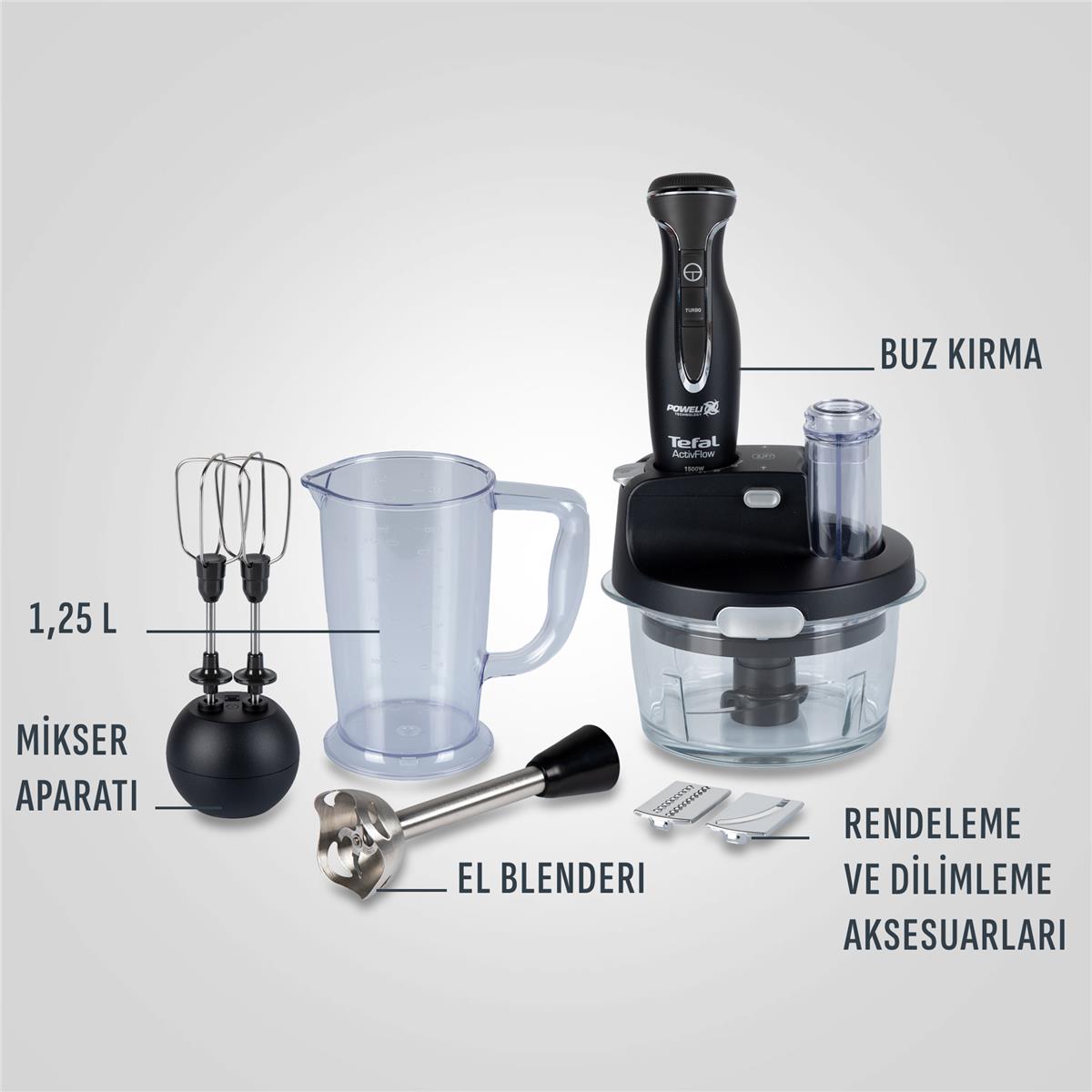 Tefal Powelix Activflow Expert Siyah El Blender Seti